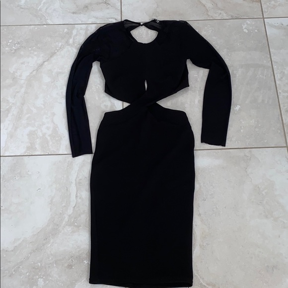 TFNC London Black Cut-Out Dress with Mesh Details - Picture 2 of 8